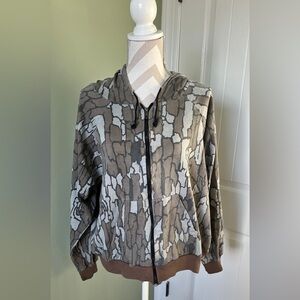 Vintage Trebark Camo Hoodie Crafted With Pride Full Zip Jacket Hunting Sz XL